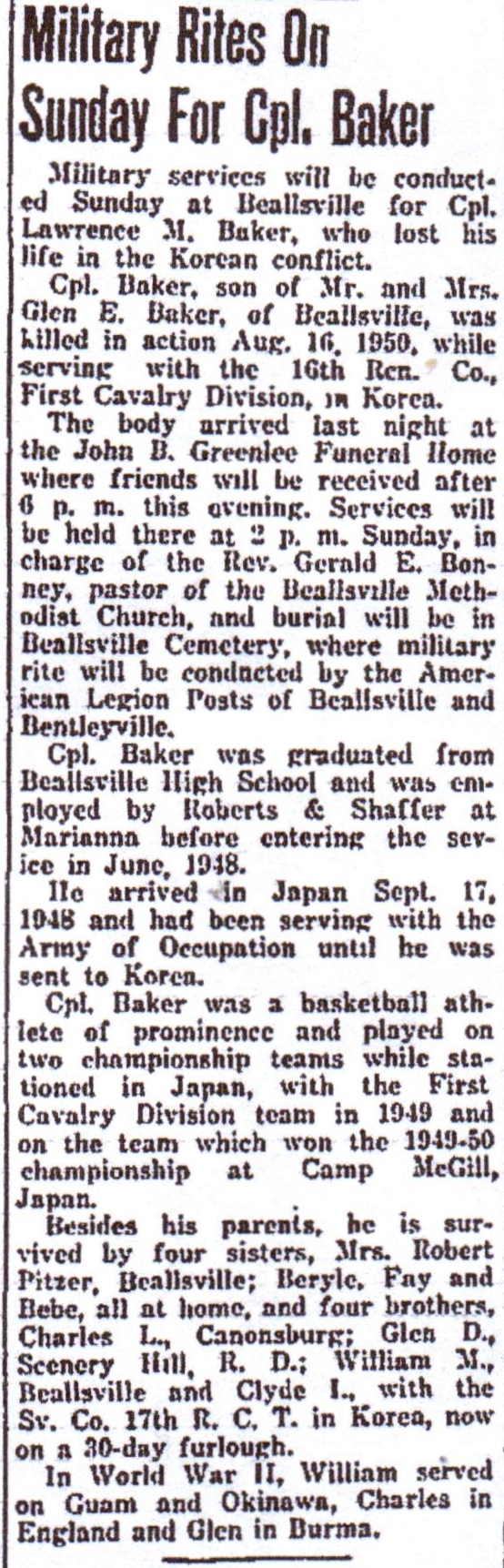 Lawrence M. Baker obit